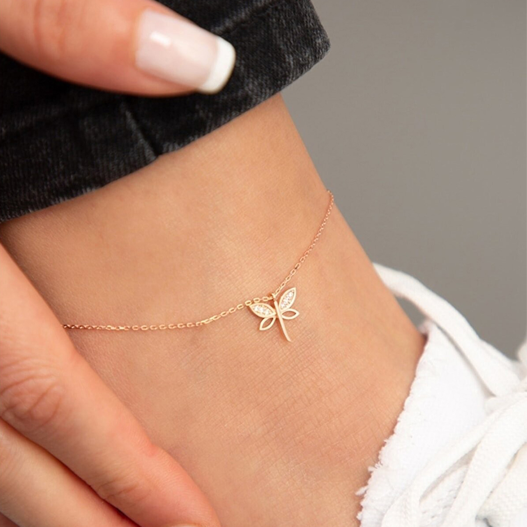 Sterling Silver Rose Gold Anklet - Elika - Modalova
