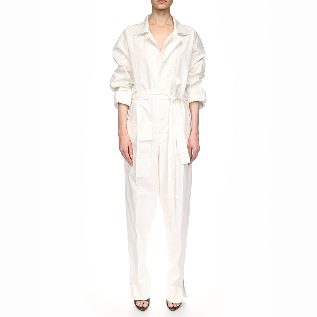 Ivory Belted Utility Jumpsuit - Victoria Beckham - Modalova