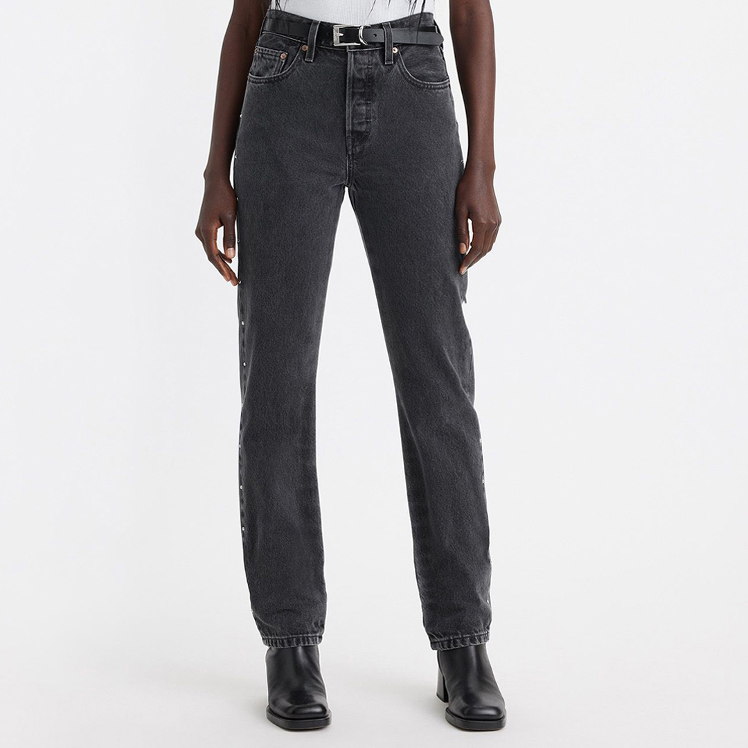 Washed Black 501® Straight Studded Jeans