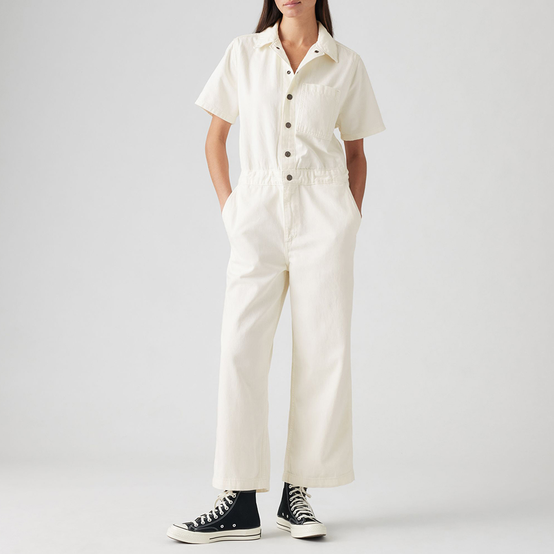 Levi's Women's    Ecru Button Down Wide Jumpsuit in Size S, BrandAlley