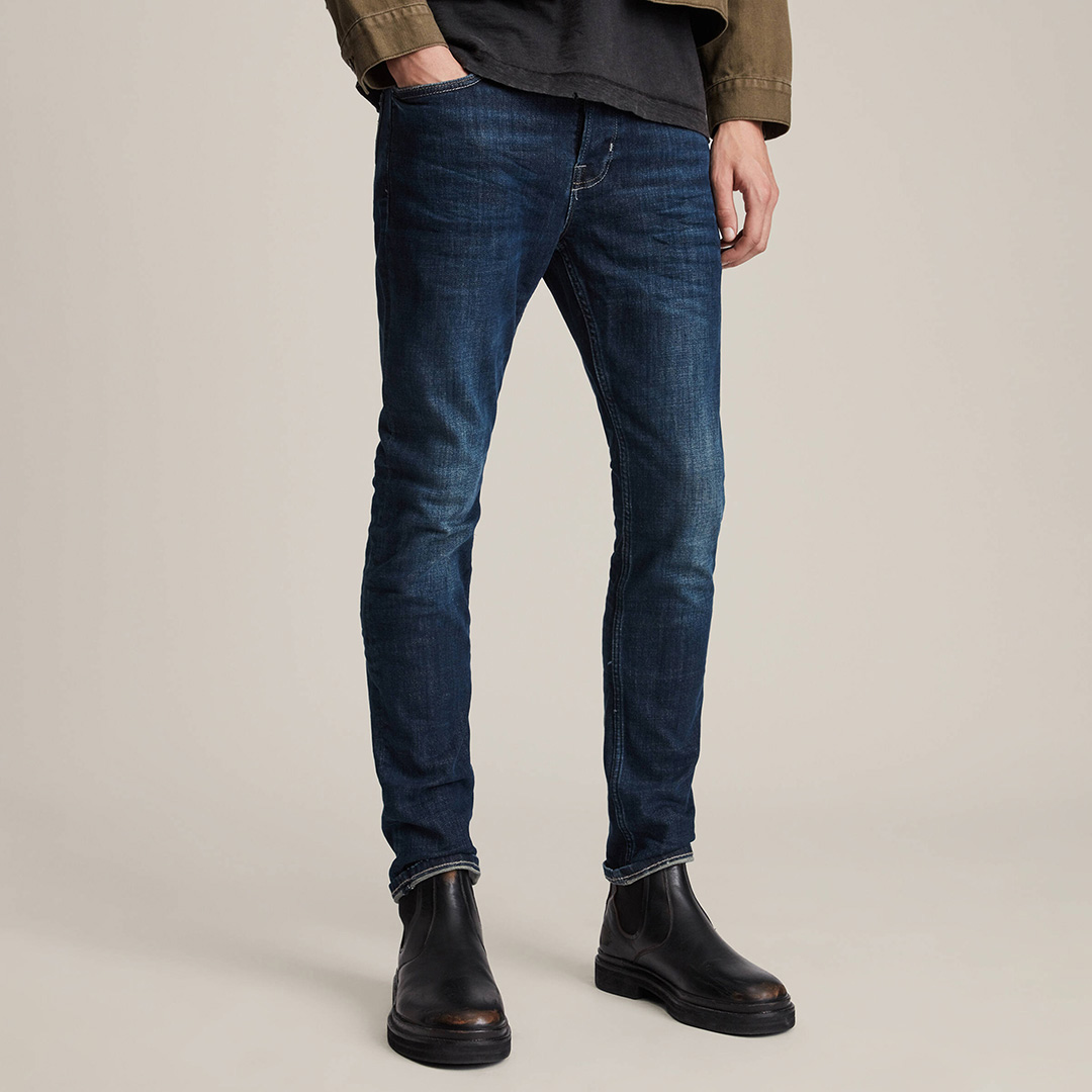 Dark Blue Cigarette Skinny Stretch Jeans