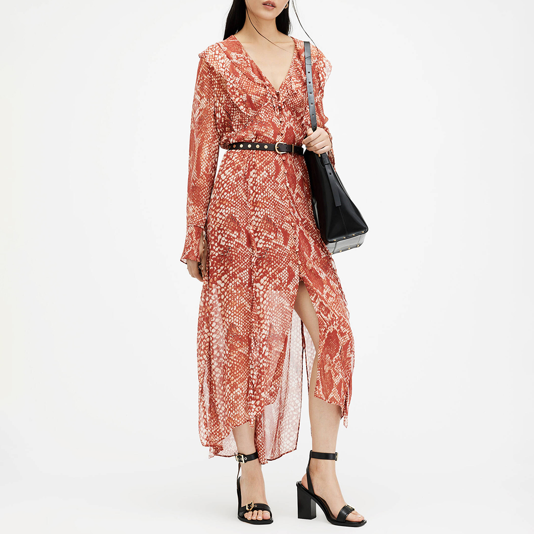 Red Liana Snake Print Dress - All Saints - Modalova