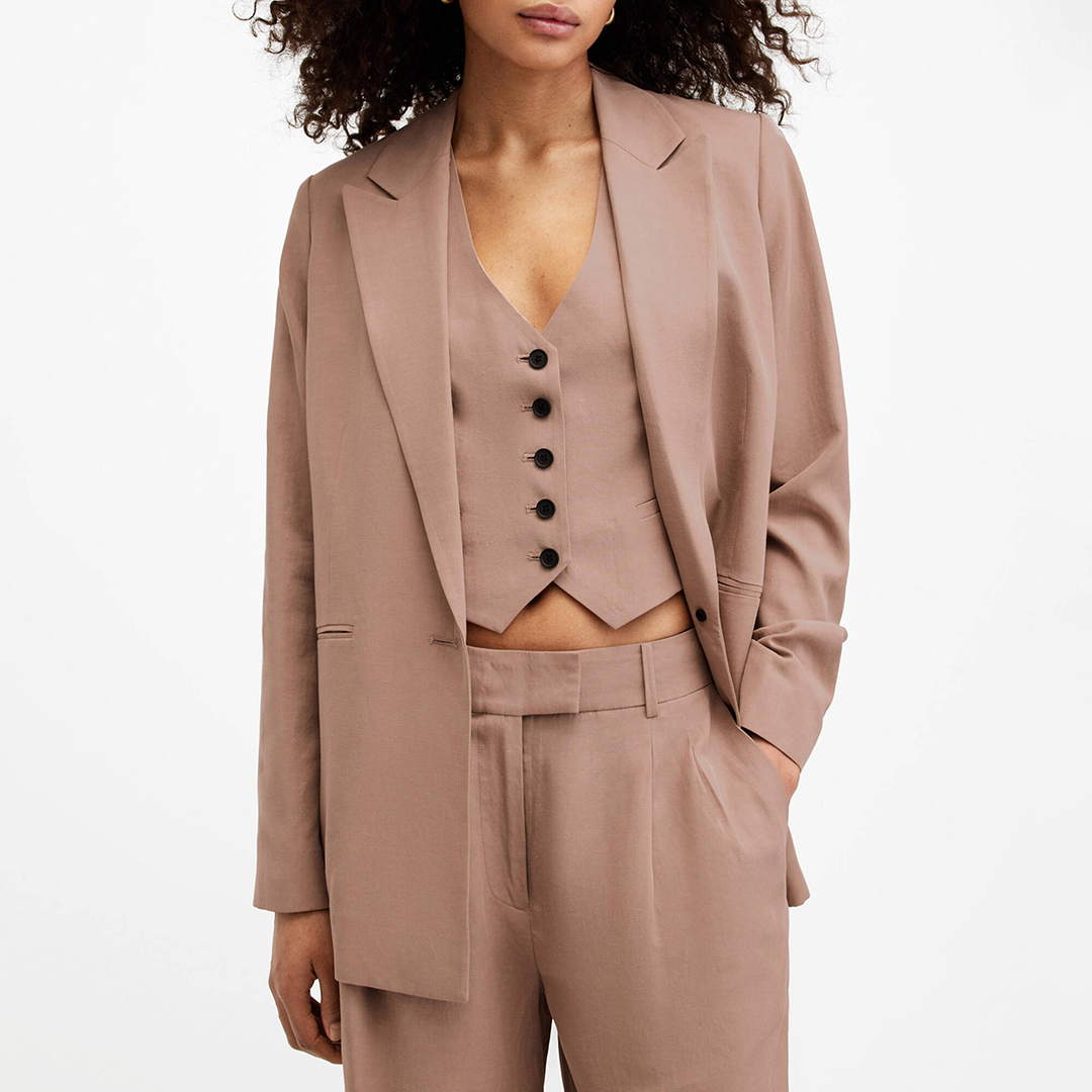Brown Deri Lyn Linen Blend Blazer