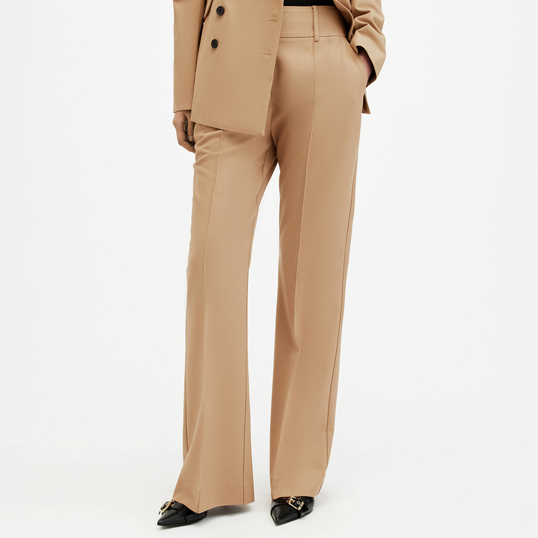 Brown Sevenh Flared Wool Blend Trousers