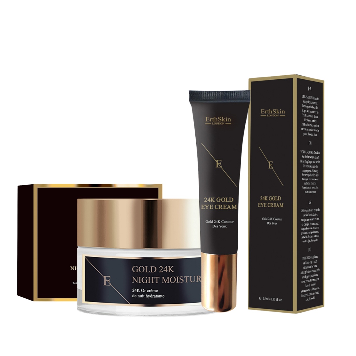 Erth Skin London    Black Anti-Wrinkle Night Moisturiser 24K Gold+ Under Eye Cream 24K Gold , BrandAlley