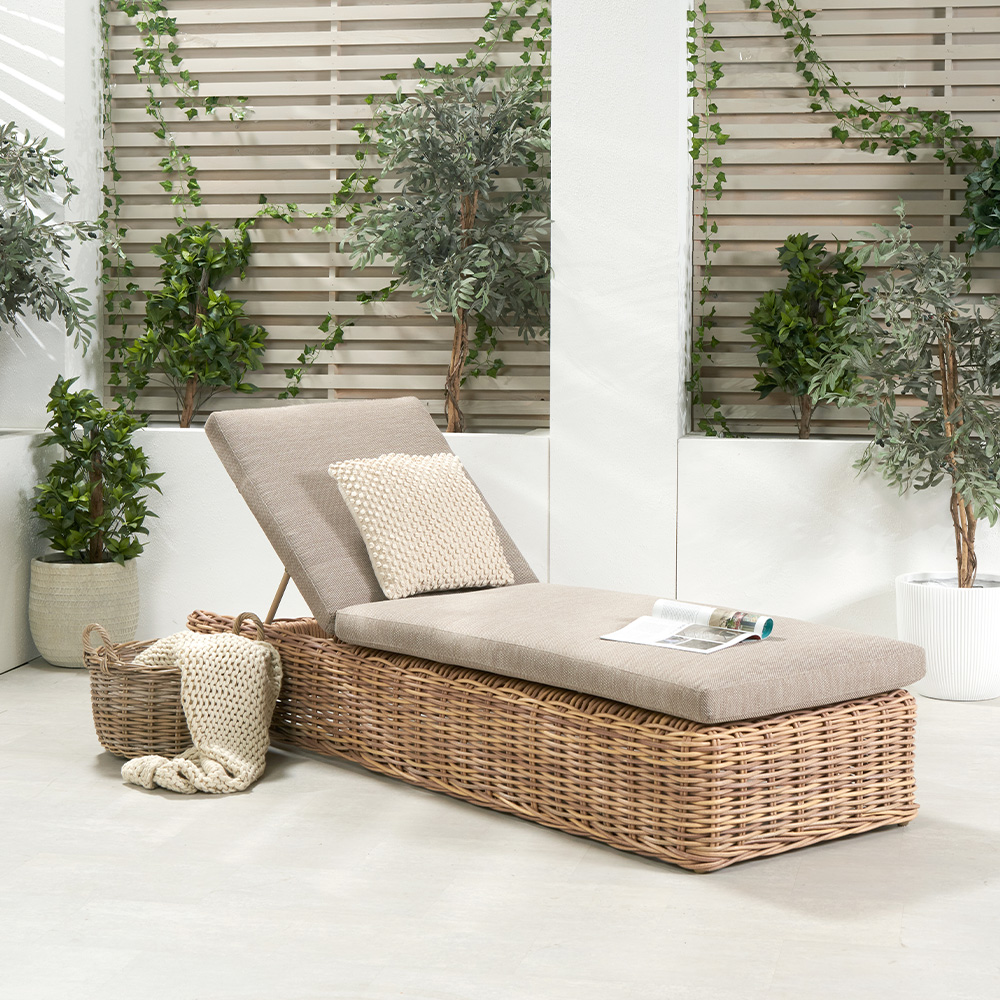 Pacific   Garda Natural Antique Outdoor Sunlounger in Size Large, BrandAlley