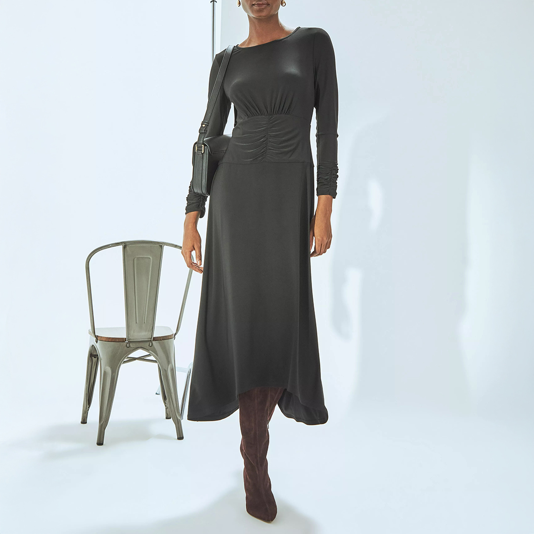 Black Gathered Christie Midi Dress Black Gathered Christie Midi Dress