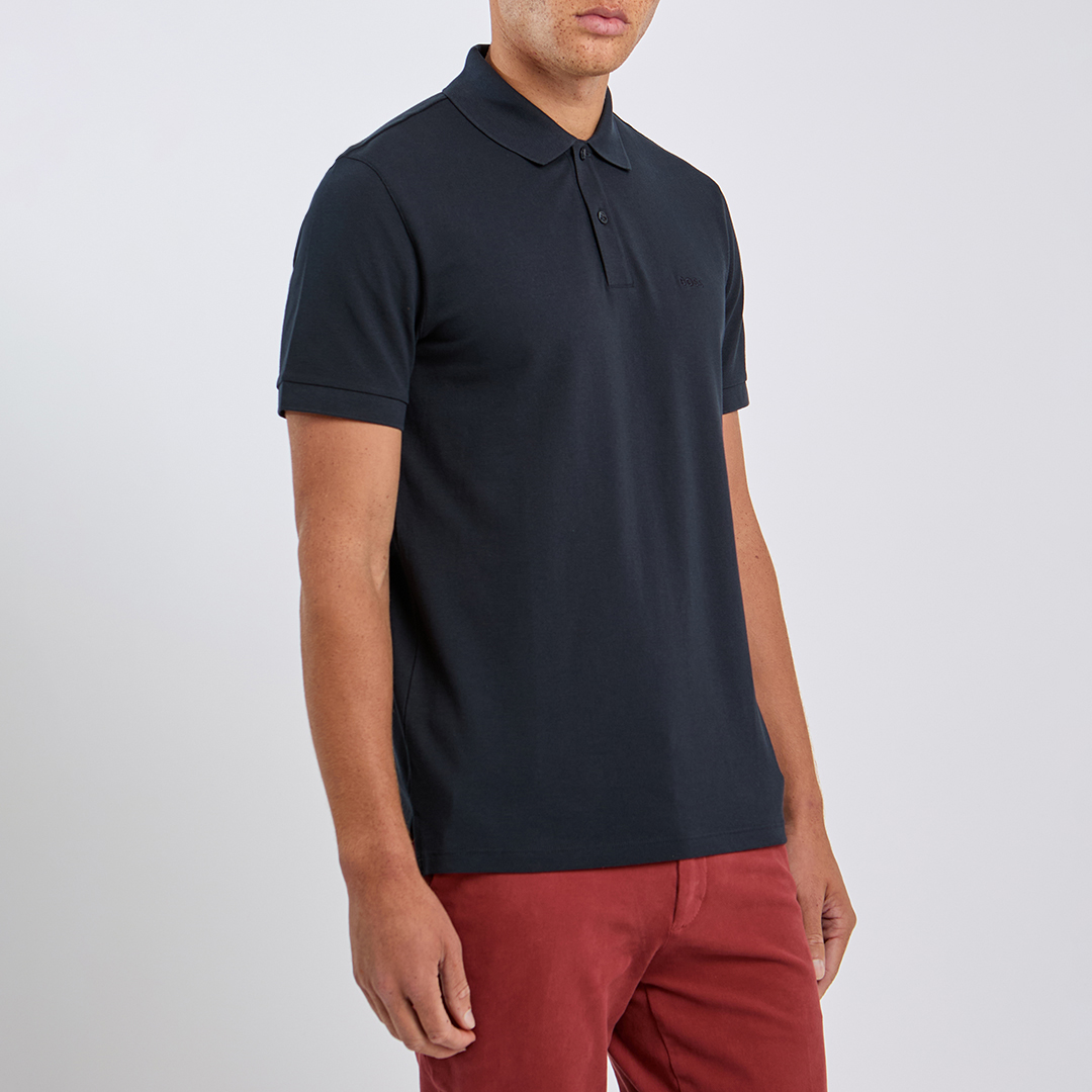Navy Embroidered Pallas Cotton Polo Shirt
