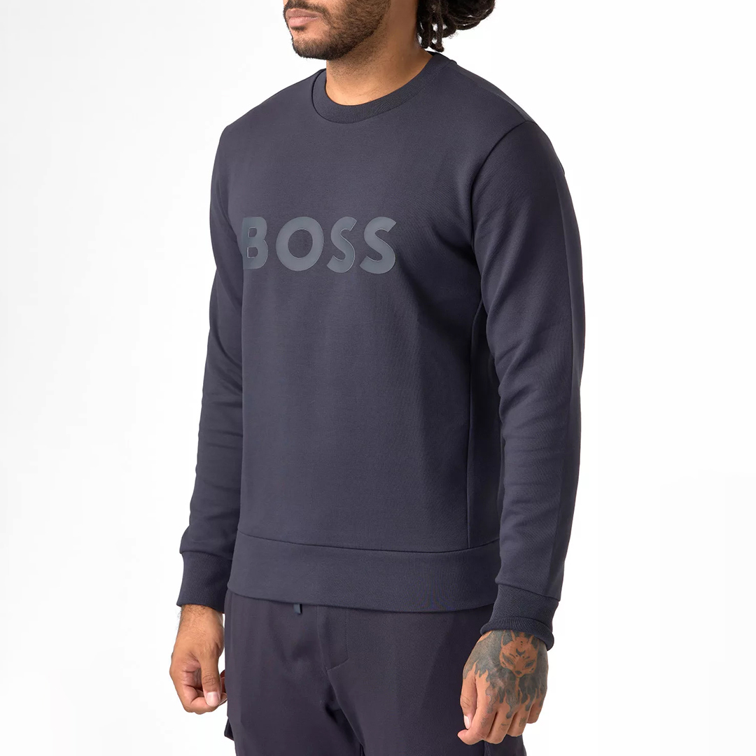 Navy Printed Logo Crew Neck Sweatshirt