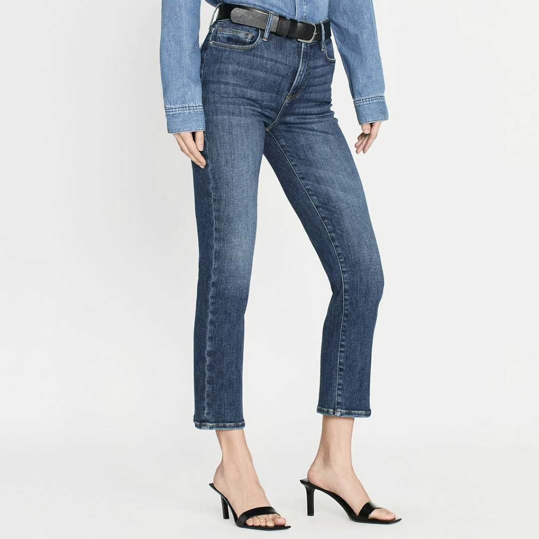 Blue Washed Le High Straight Cropped Jean