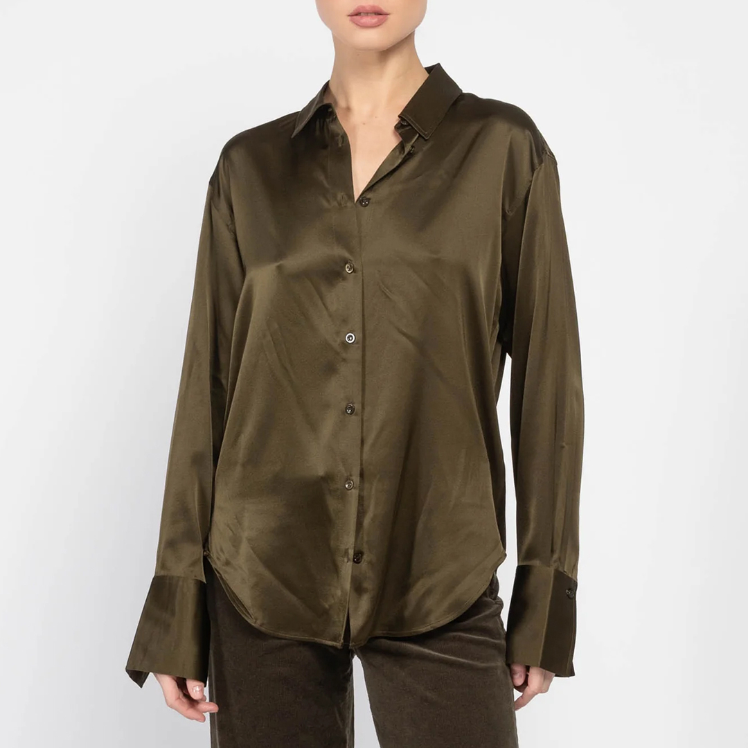 Khaki Satin Standard Shirt