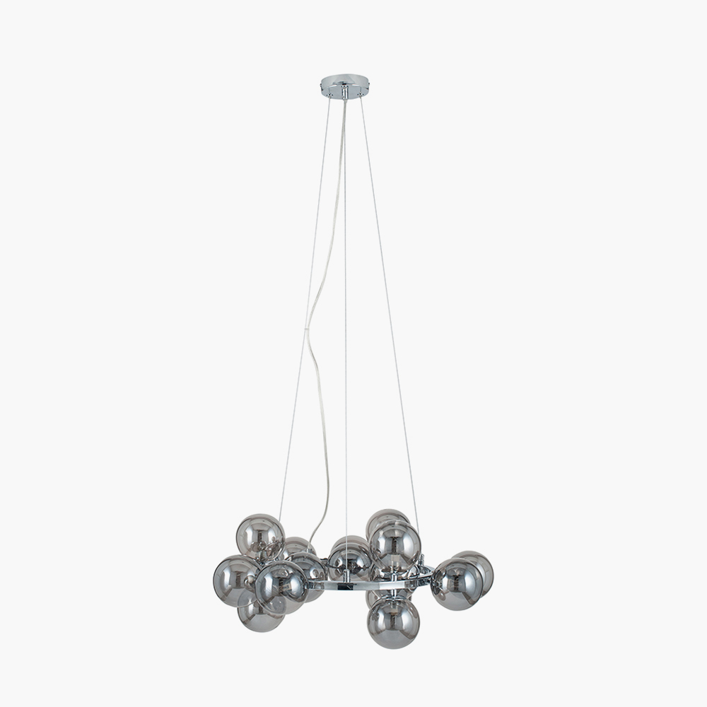 Pacific   Vecchio Smoke Glass Ball and Chrome Metal Pendant in Size Medium, BrandAlley