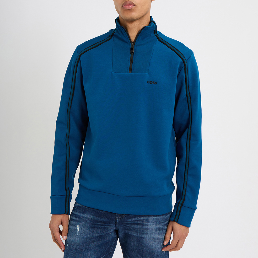 Blue Half Zip Sweat Top
