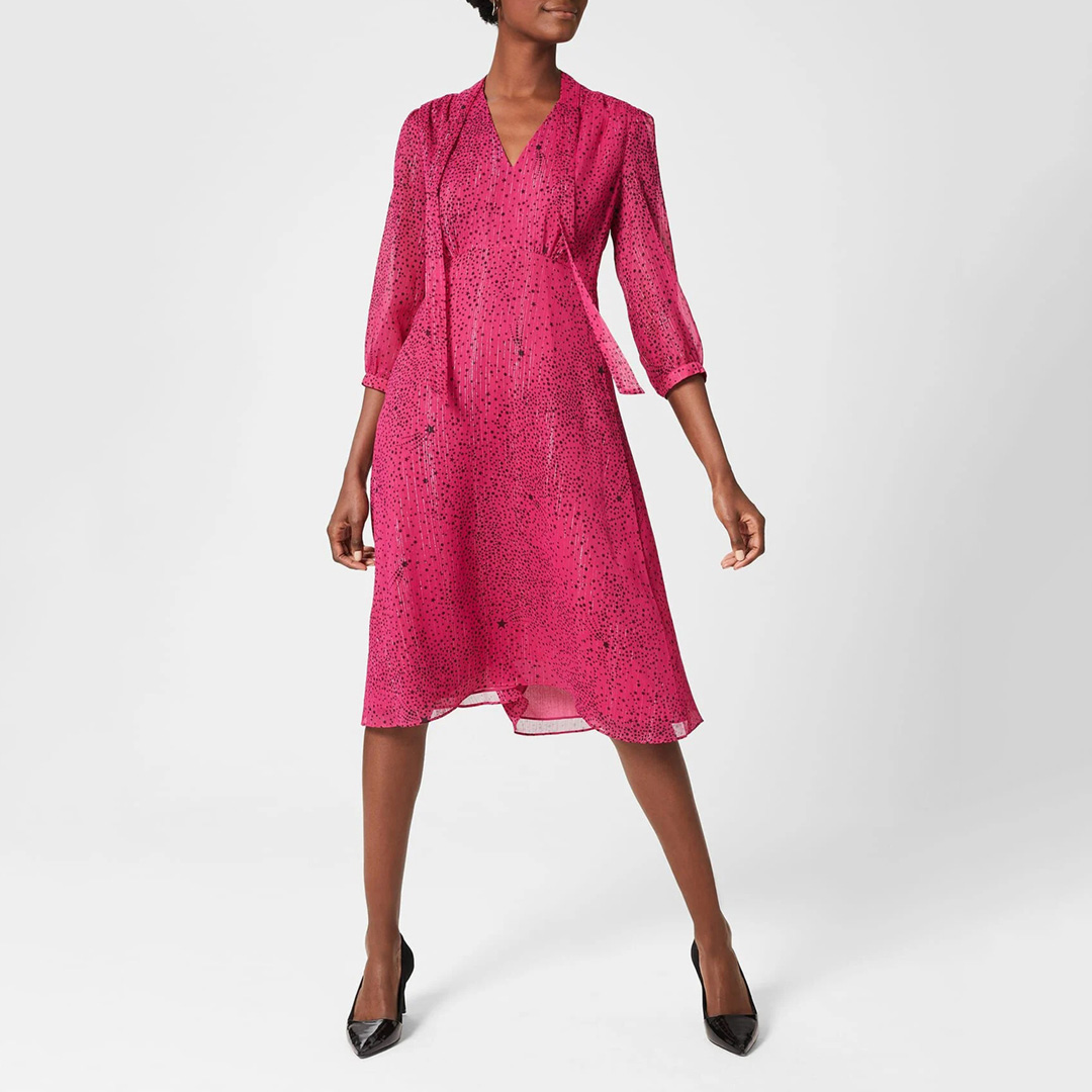 Pink Maxine V-Neck Midi Dress