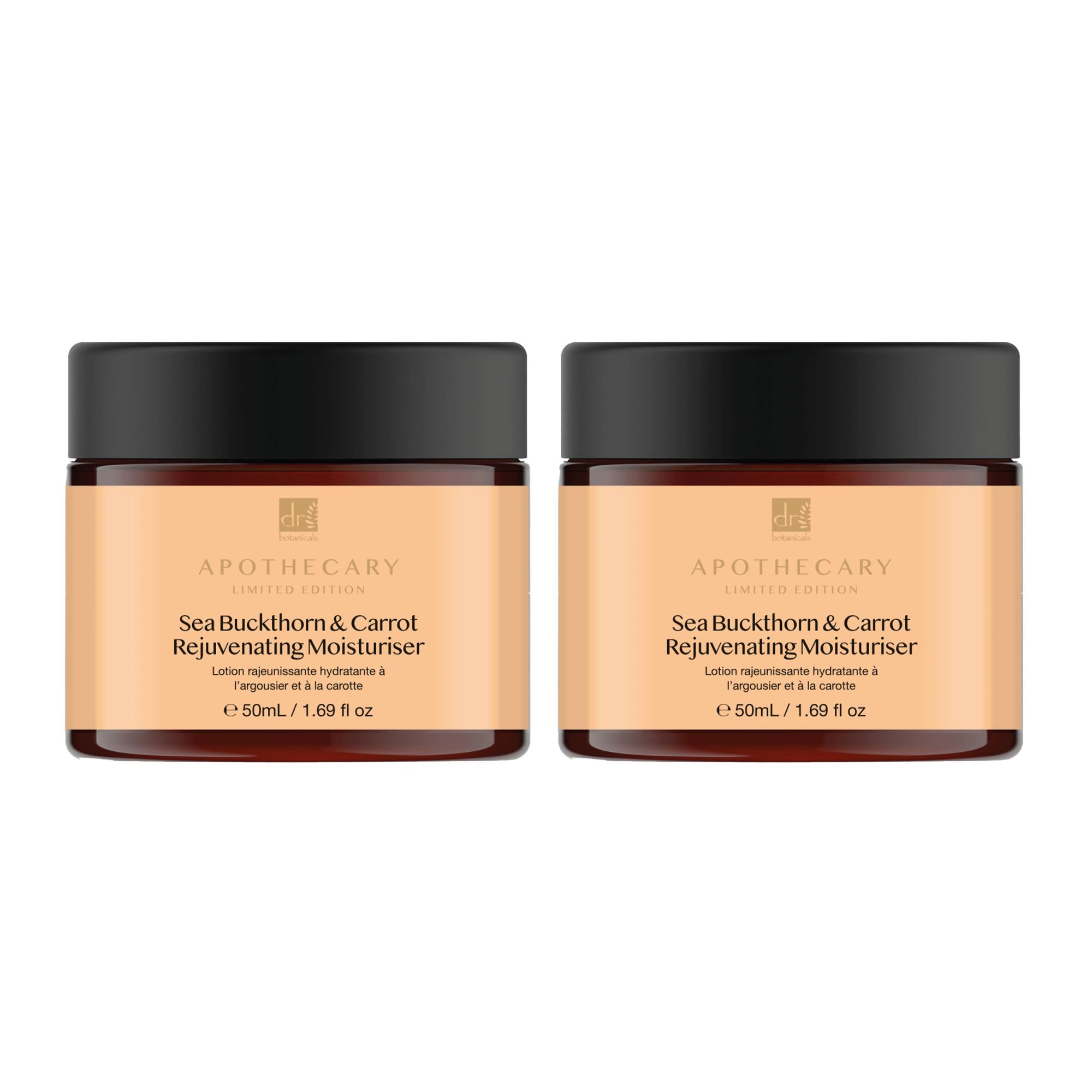Dr. Botanicals   Dr Botanicals Seabuckthorn & Carrot Anti-Ageing Rejuvenating Moisturiser 50ml x 2 Duo Set , BrandAlley