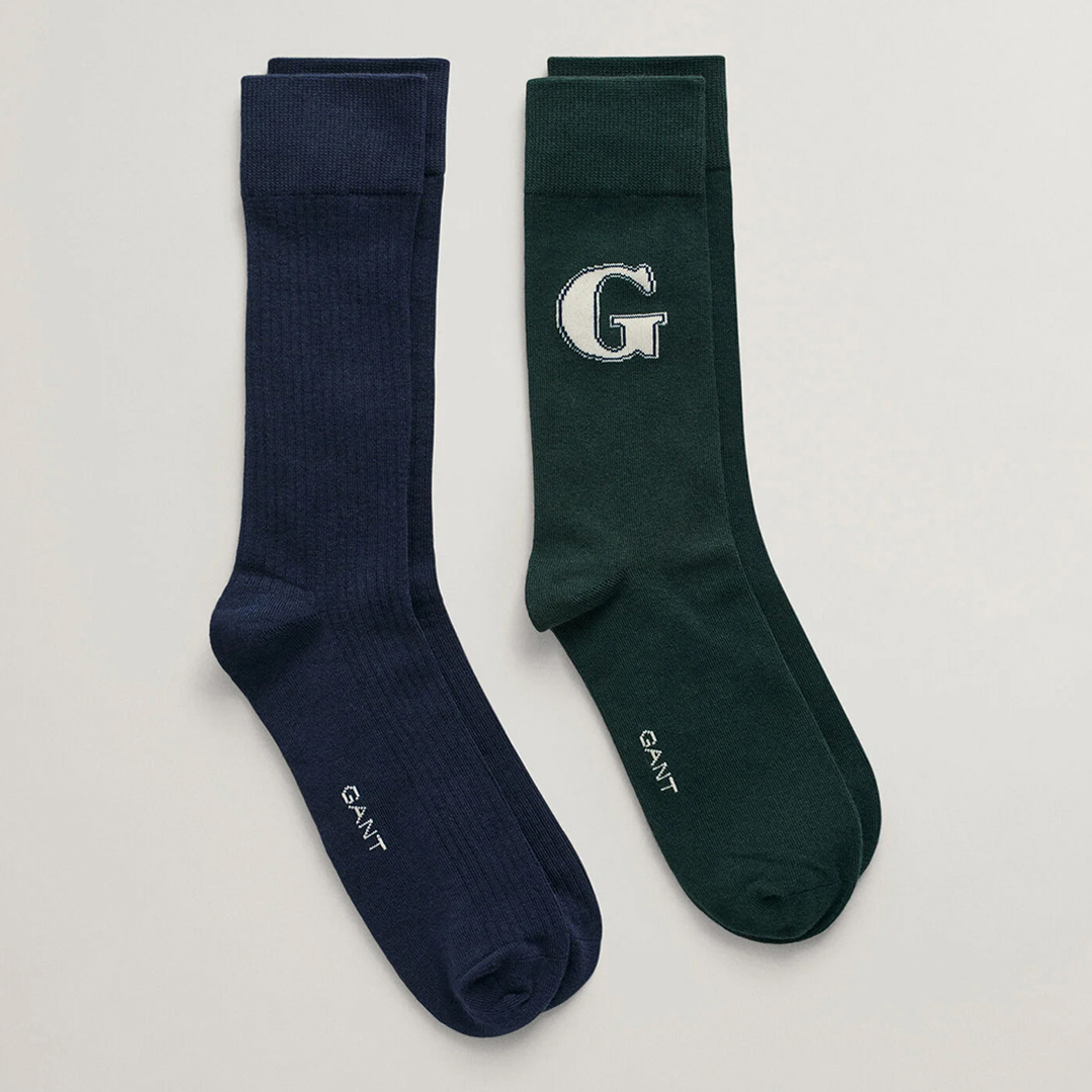 Navy/Green G Socks 2-Pack Gift Box
