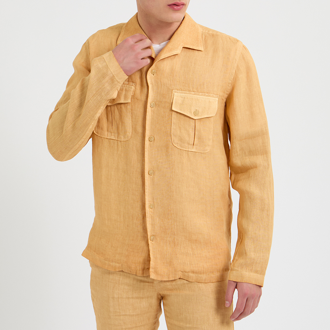 Orange Long Sleeve Linen Shirt