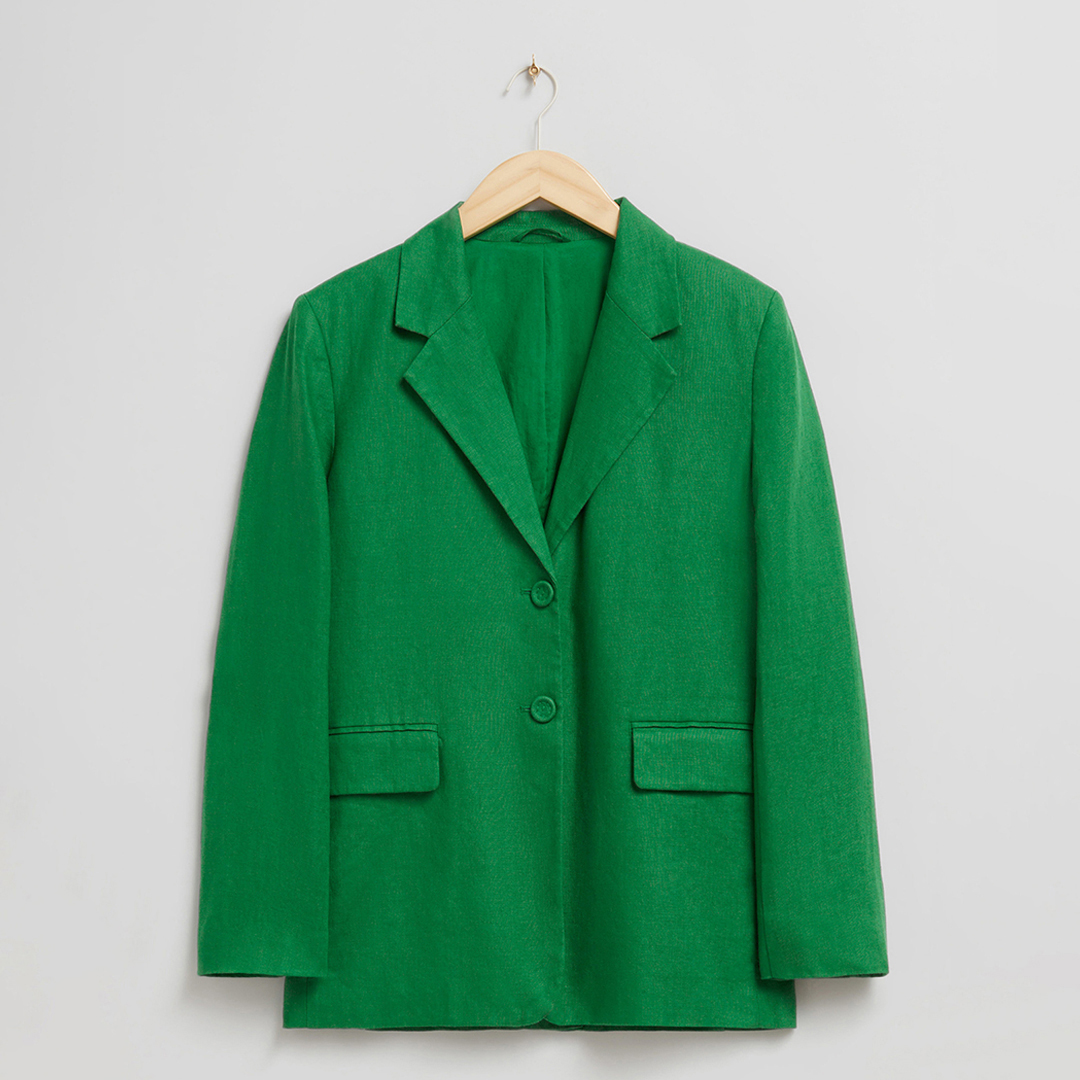 Emerald Straight Linen Blazer