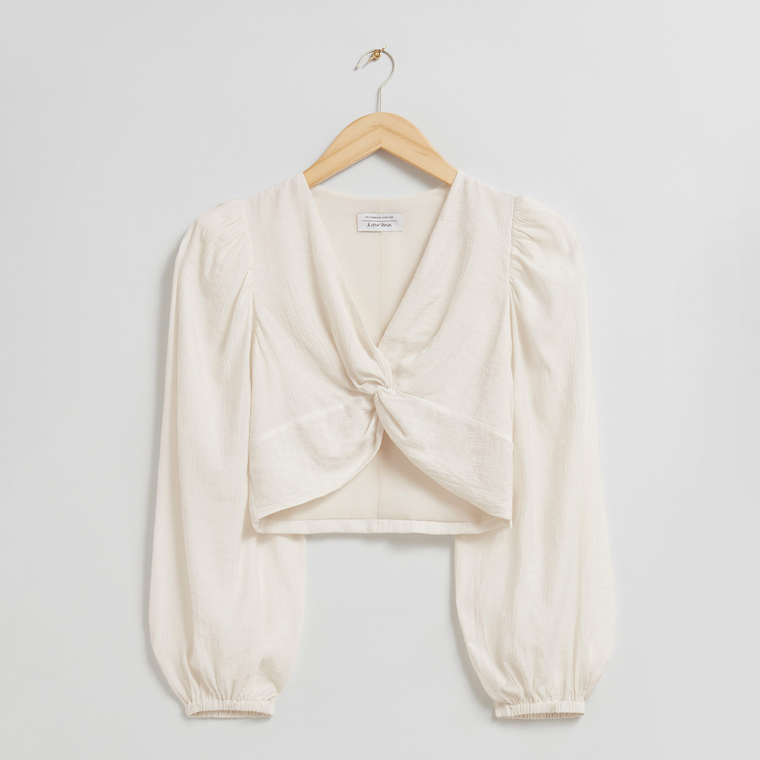 Ecru Twist Knot Crop Top