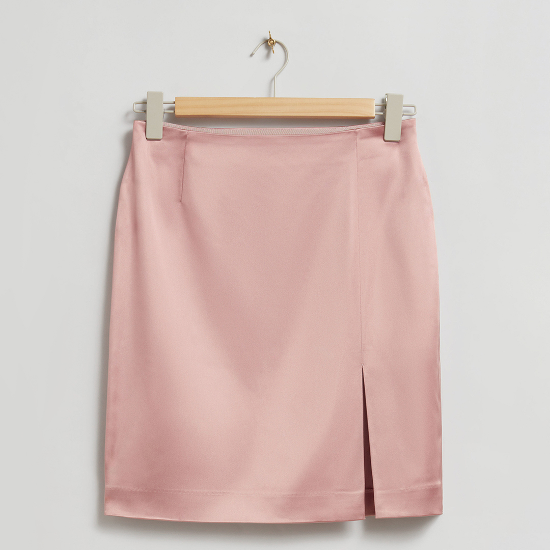 Dusty Pink Side Split Mini Skirt