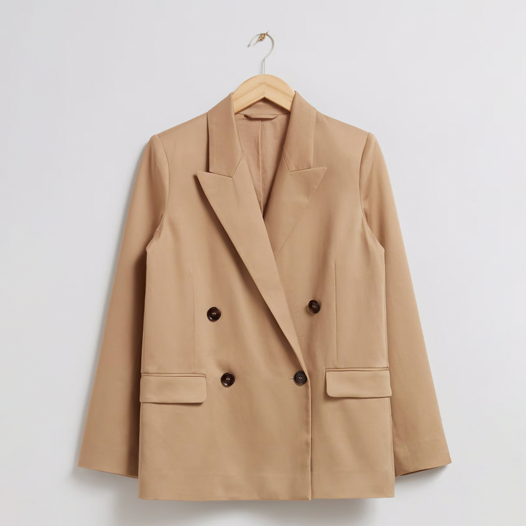 Tan Linen Blend Relaxed Blazer