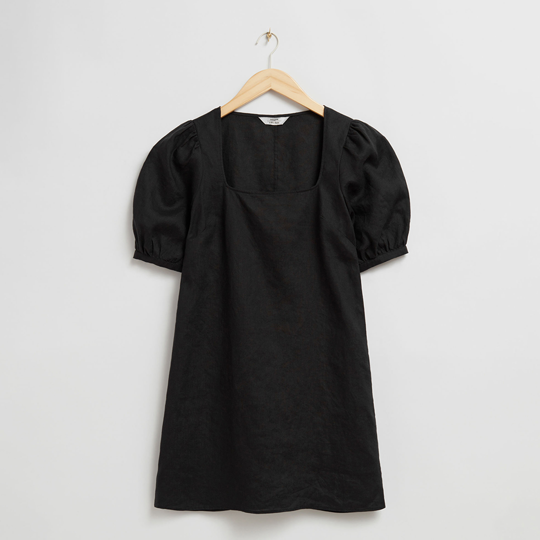Black Linen Puff Tunic