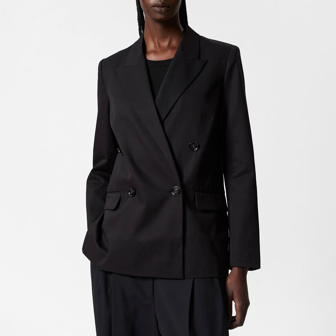 Black Linen Blend Relaxed Blazer