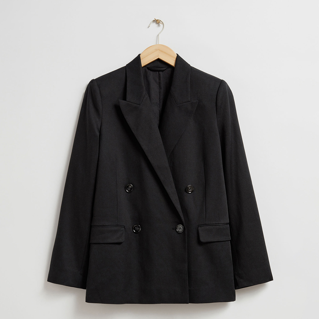 Black Short Wool Blend Blazer