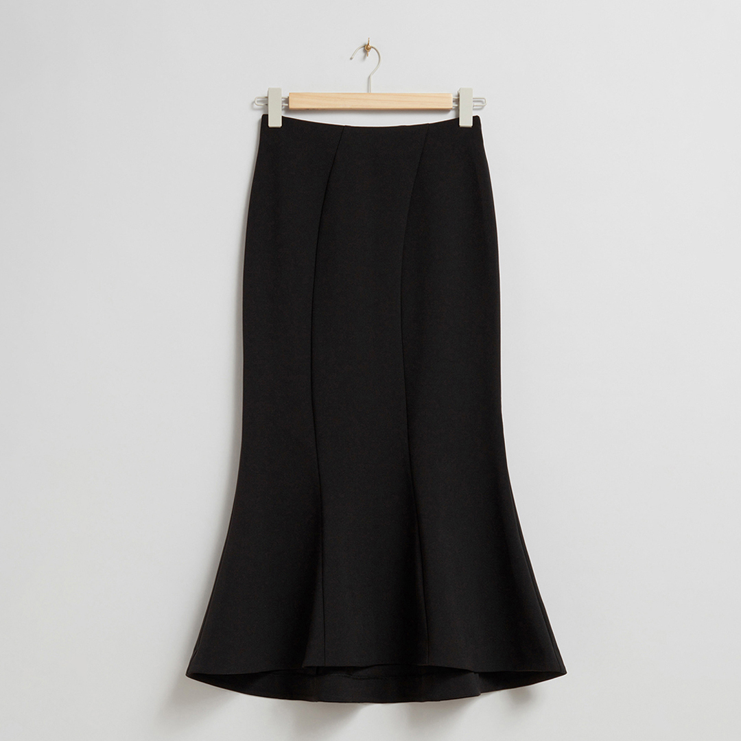 Black Fit & Flare Midi Skirt