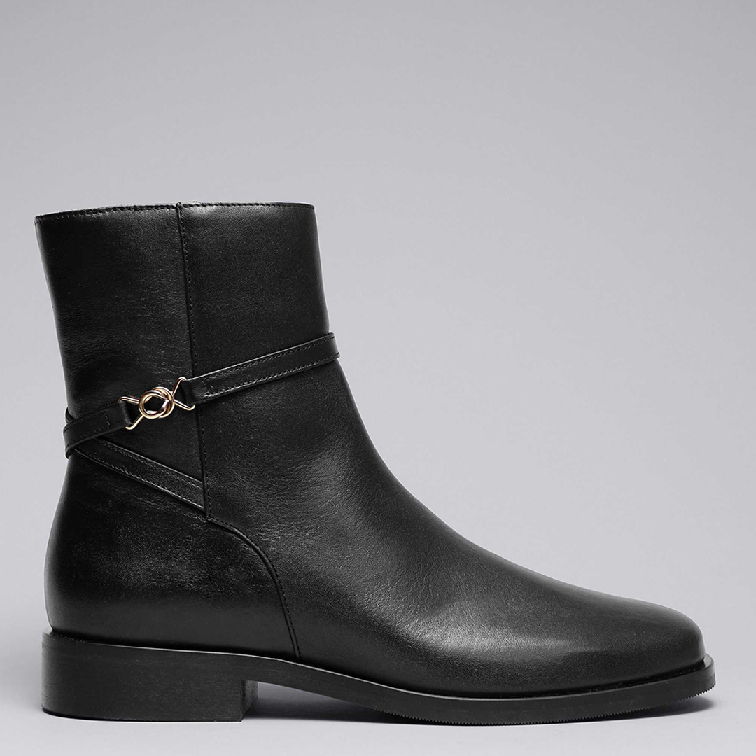Black Leather Ankle Boots