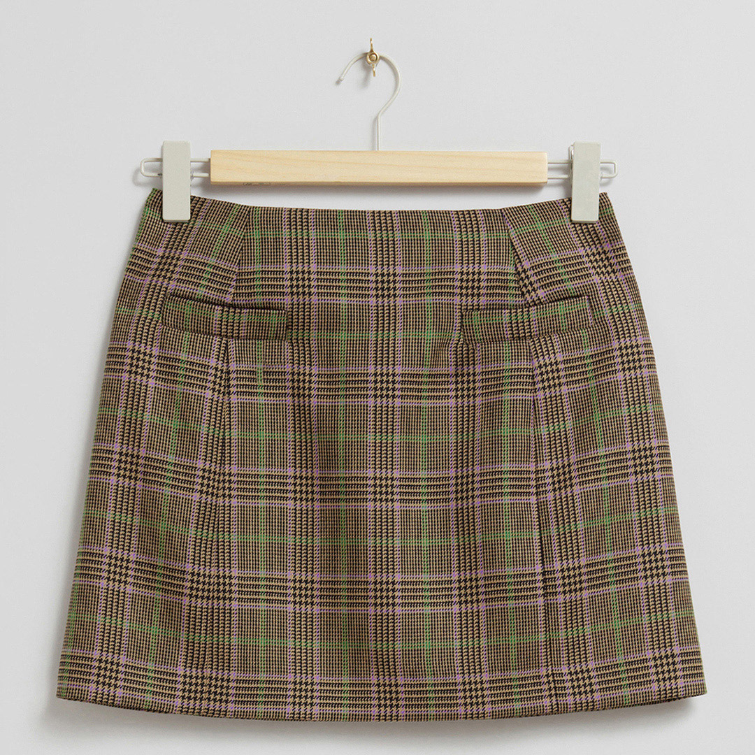 Multi Wool Check Mini Skirt
