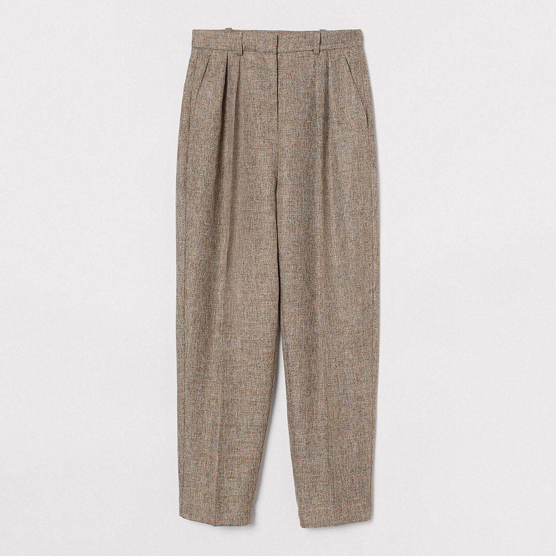 Mushroom Wool Blend Taper Trouser