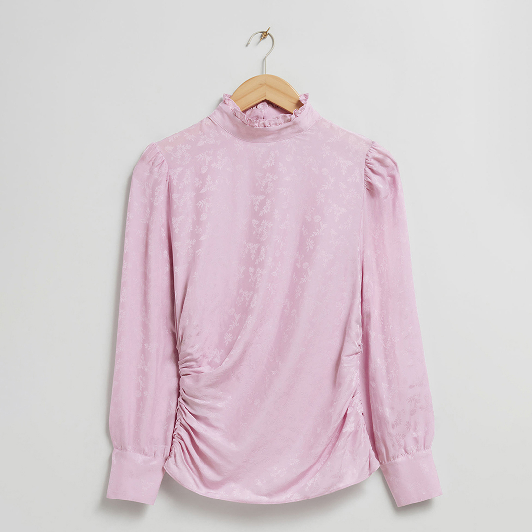 Lilac Ruffle Collar Floral Blouse