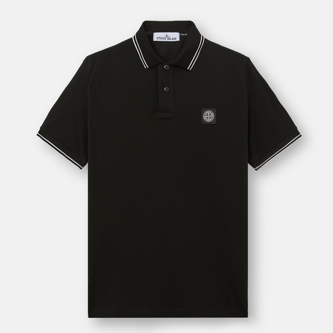 Black Pique Cotton Polo Shirt