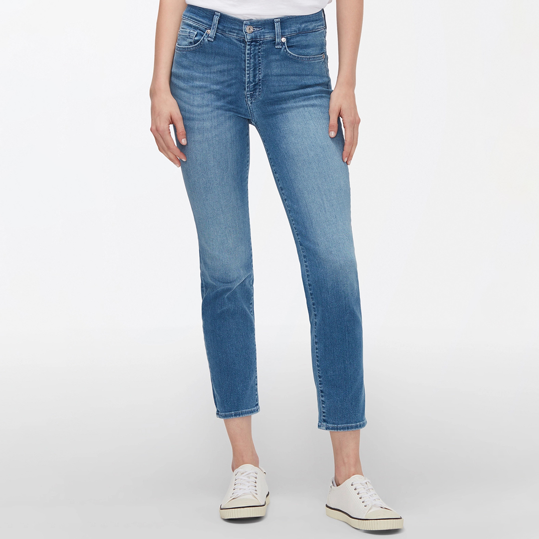 Blue Roxanne Cropped Stretch Jeans