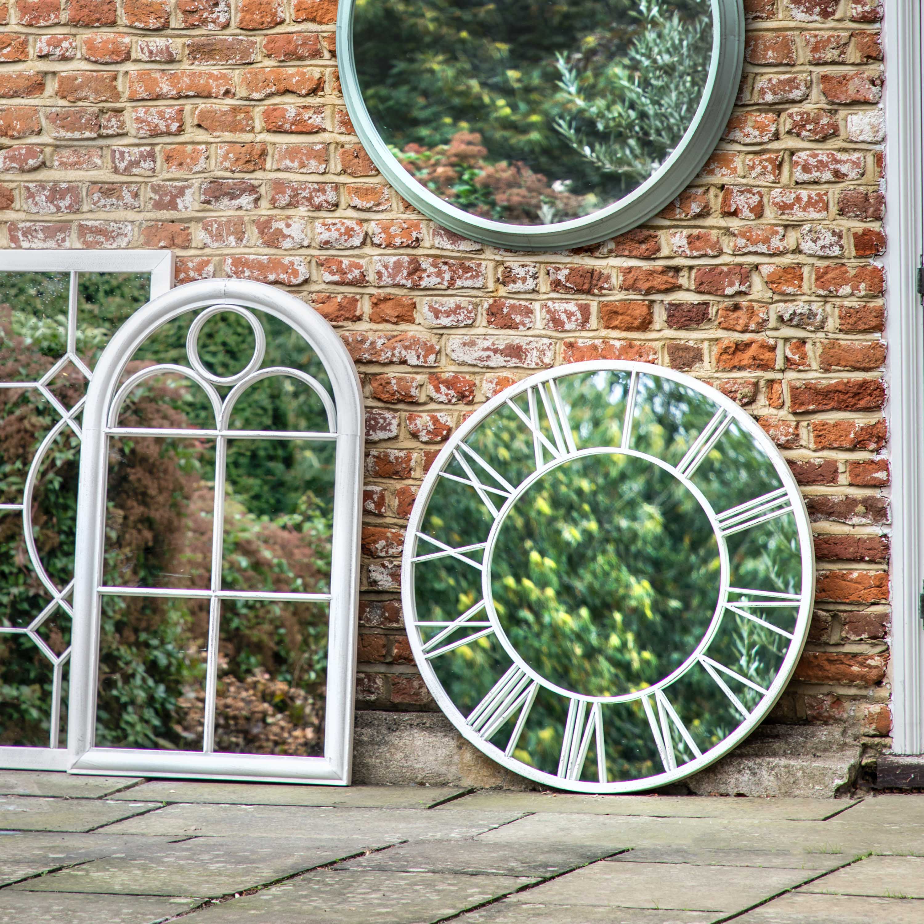 Gallery Living   Kirchell Outdoor Mirror Distressed White 850mm in Size +44, BrandAlley
