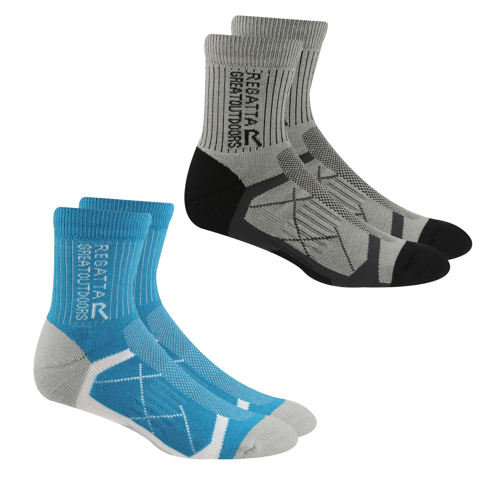 Regatta Women's  Boot Socks Coolmax Light Steel/Niagra Blue in Size 6/8, BrandAlley