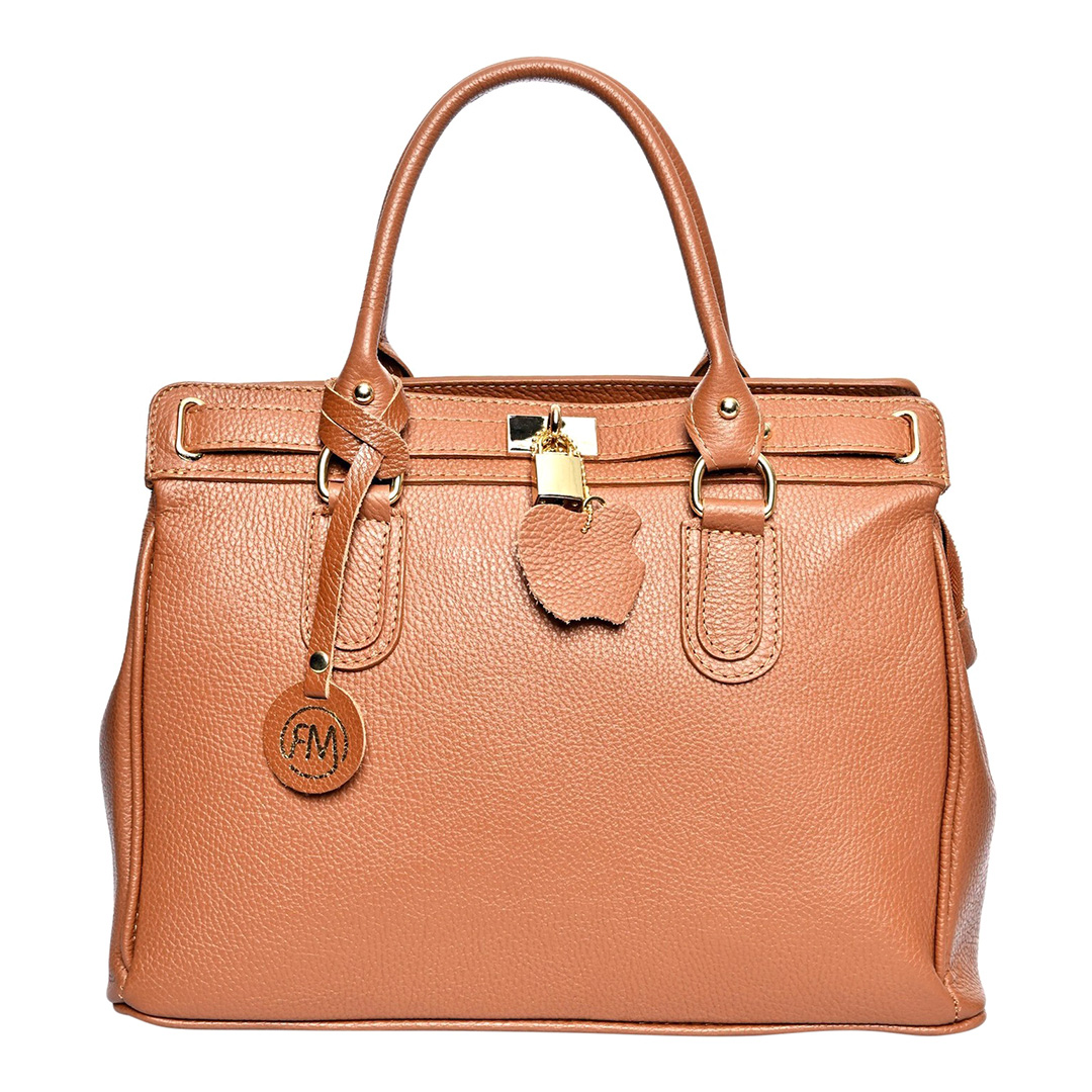 Orange Leather Handbag By Roberta M