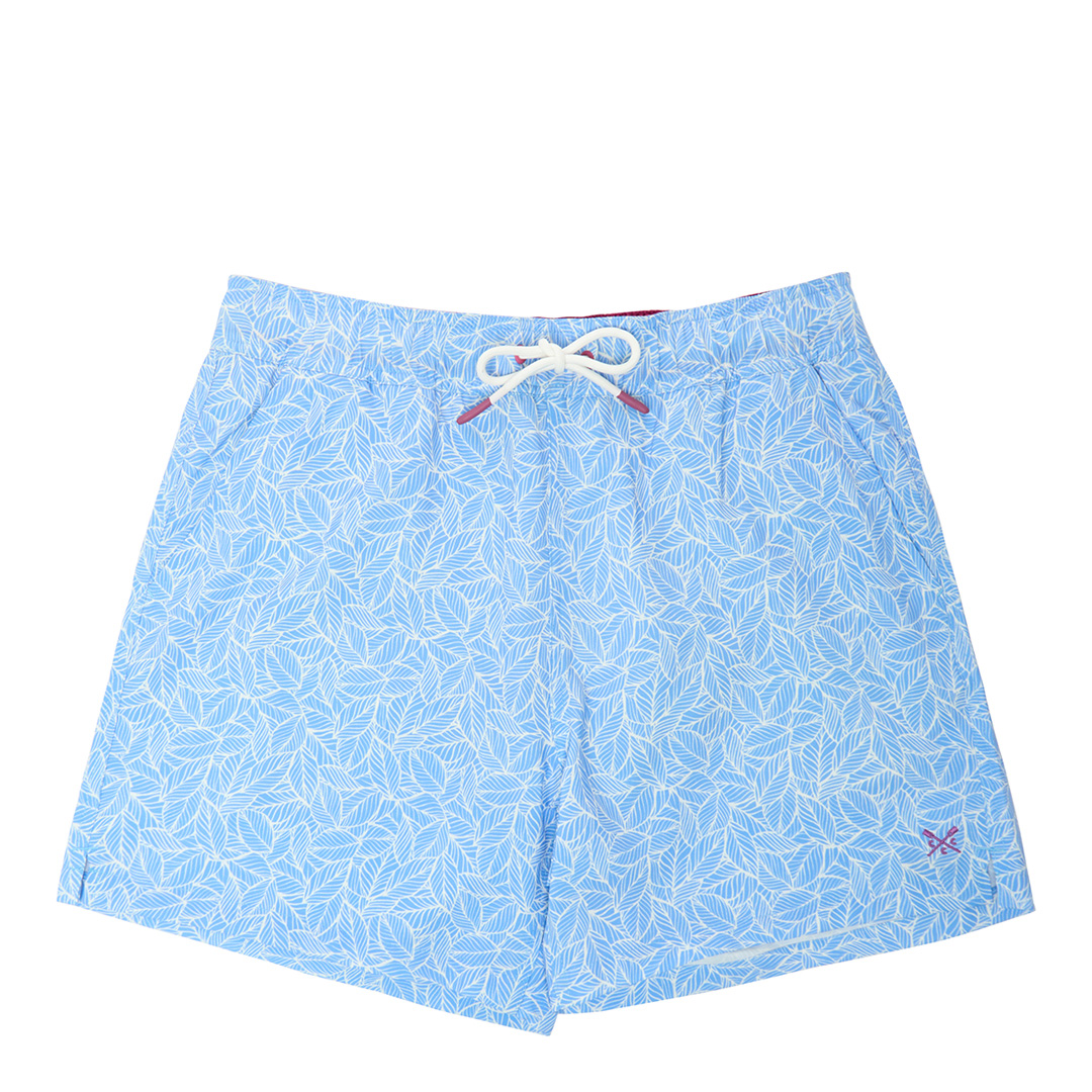 Blue Leaf Print Swim Shorts - Crew Clothing - Modalova