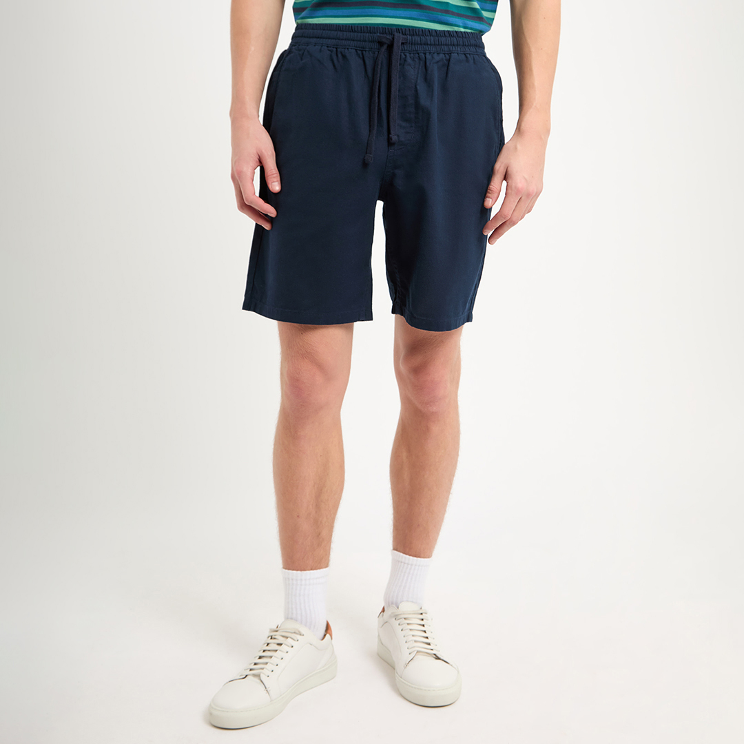 Navy Linen Blend Short