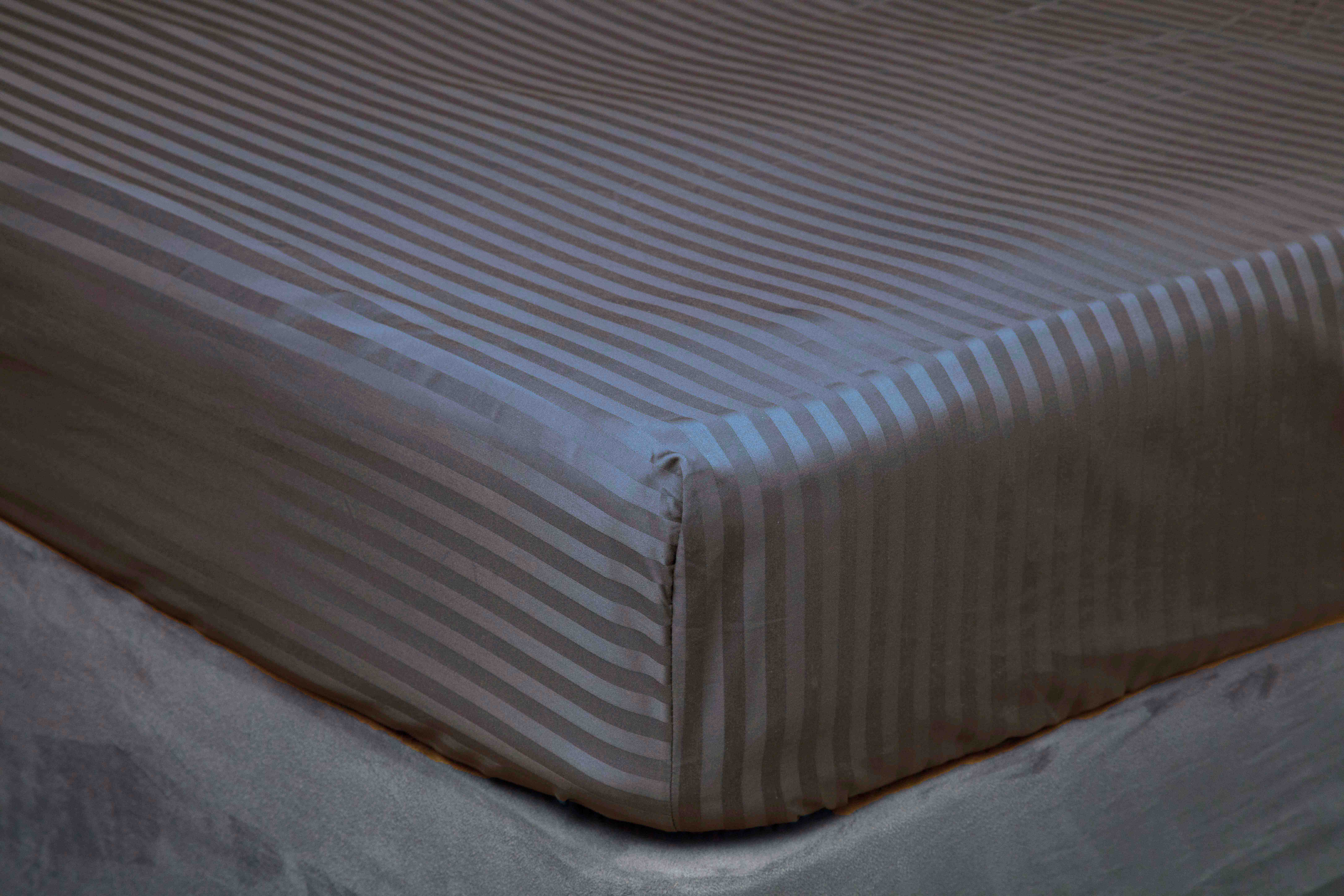 Belledorm    Charcoal 540Tc Hotel Suite Satin Stripe 15" Fitted Sheet Superking in Size Superking, BrandAlley