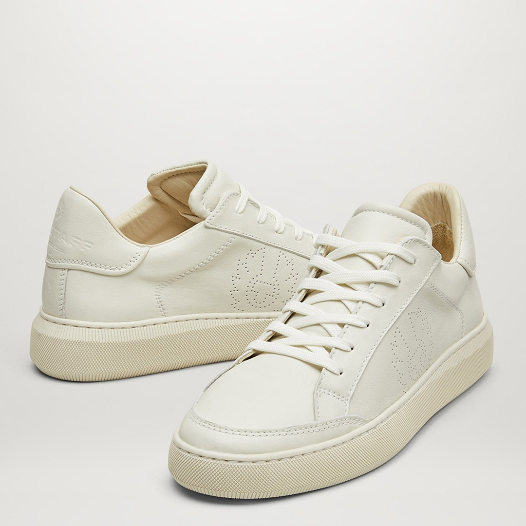 White Track Low Top Leather Trainers