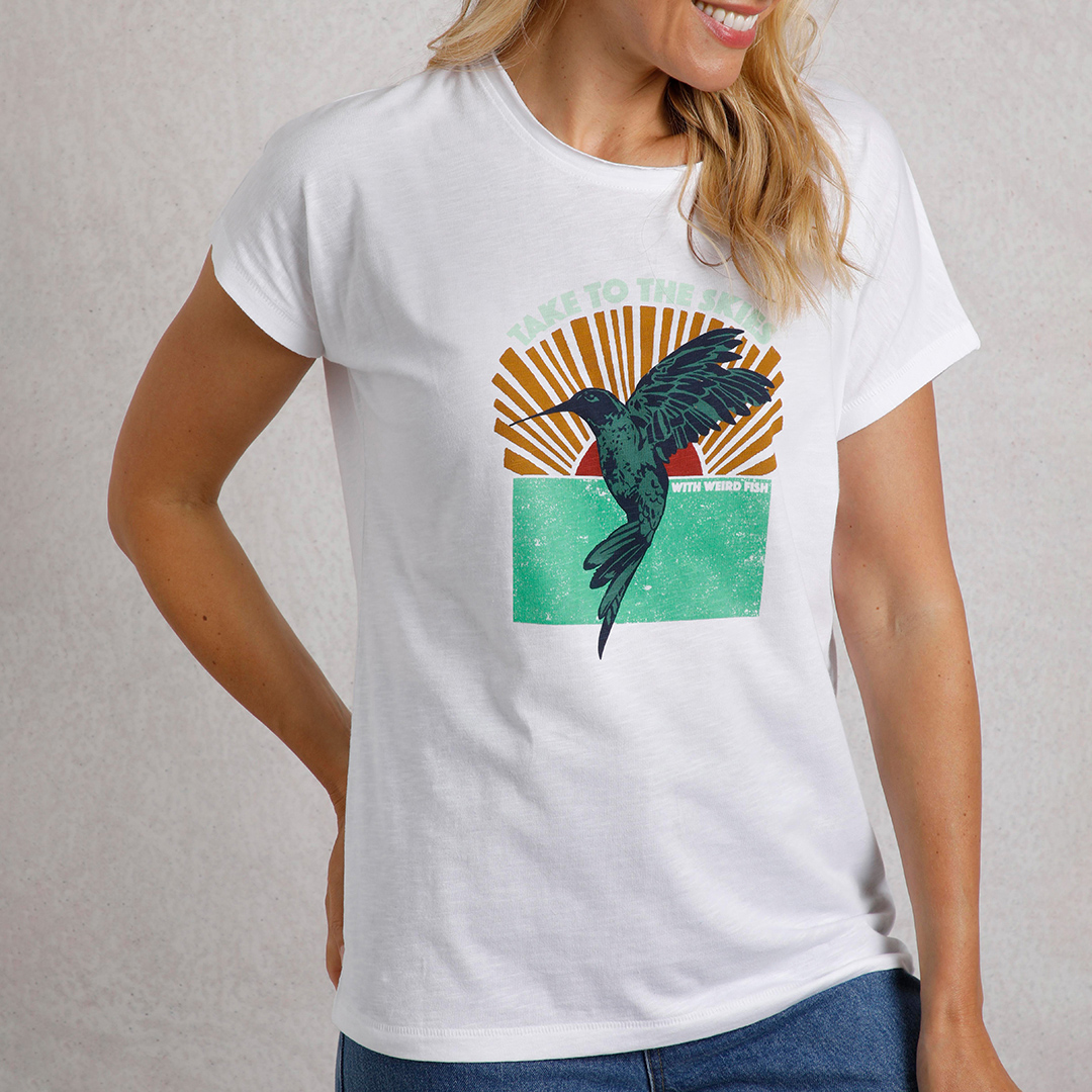 White Organic Slub Graphic Tee - Weird Fish - Modalova