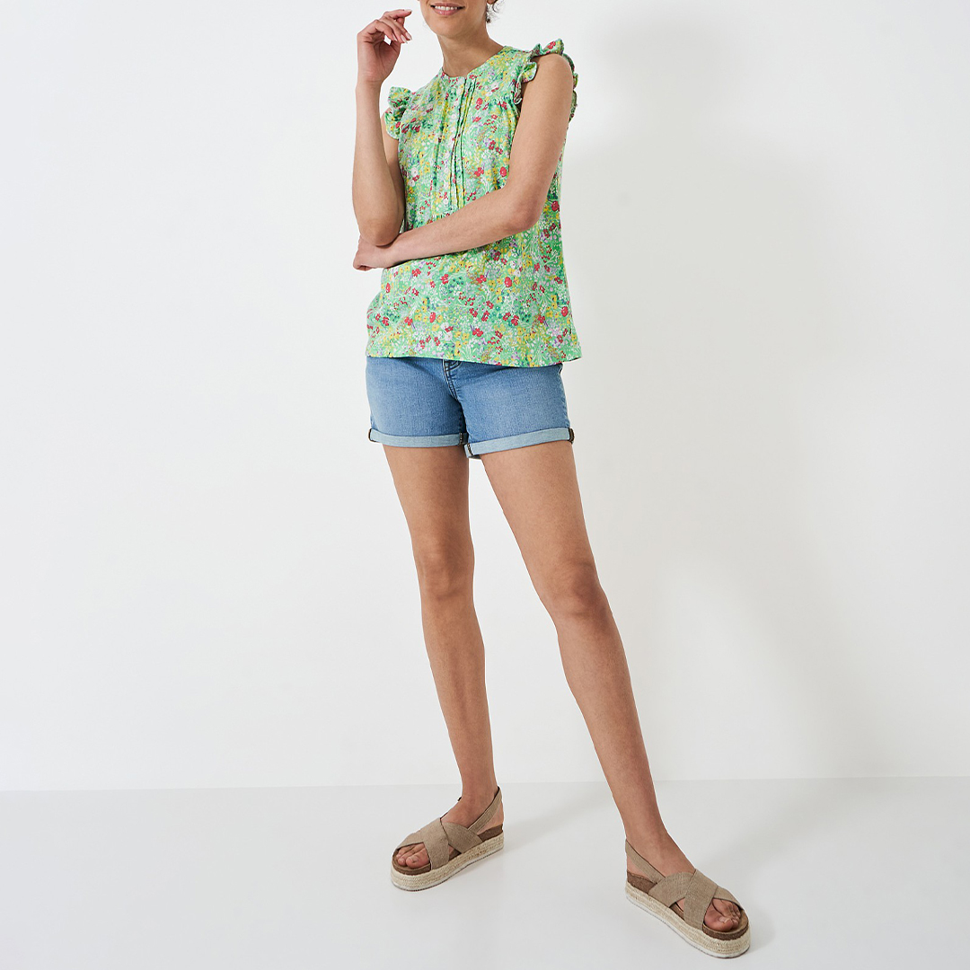Jade Green Floral Lydia Cotton Blouse