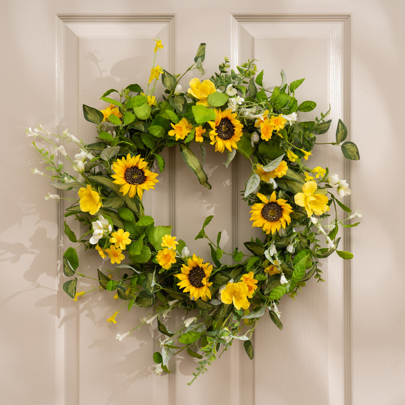 Scottish Everlastings   Spring Yellow Sunflower Wreath 55cm in Size 55cm, BrandAlley