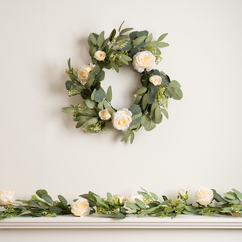 Scottish Everlastings   Eucalyptus and Rose Wreath 40cm in Size 40cm, BrandAlley