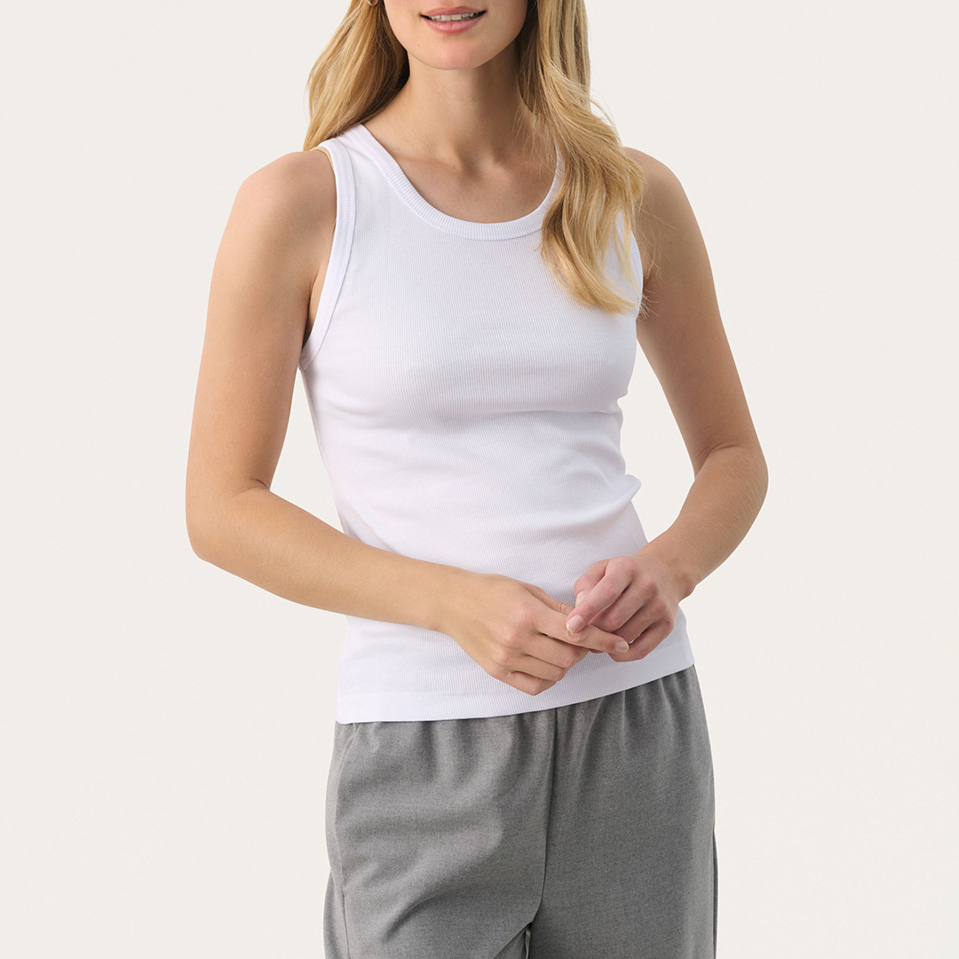 Bright White Grecias Cotton Tank Top