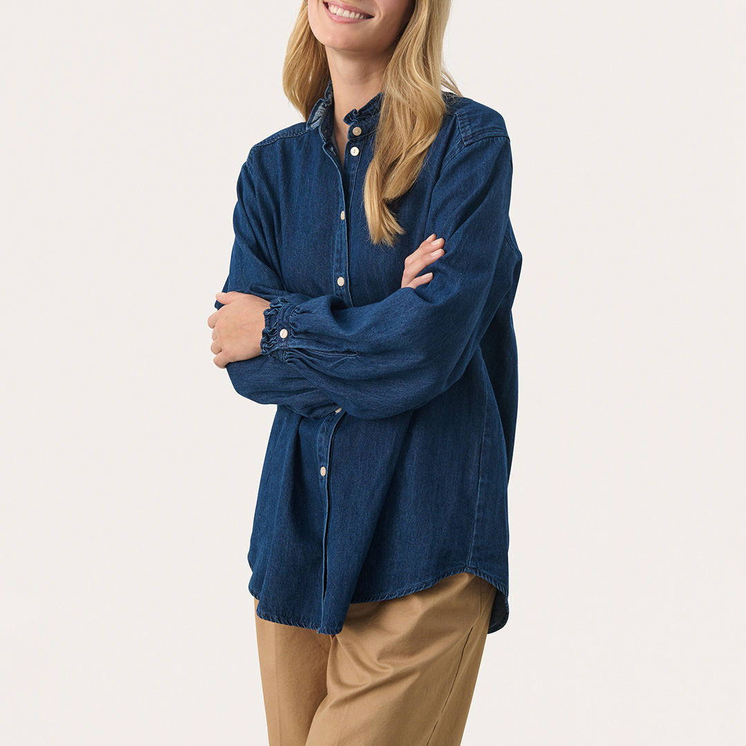 Medium Blue Ferah Cotton Shirt