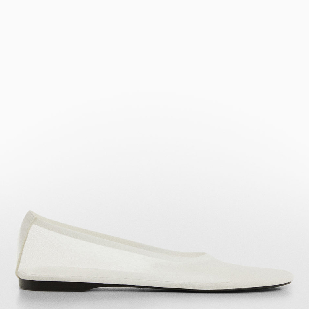 White Semi-Trasparent Mesh Ballet Flats