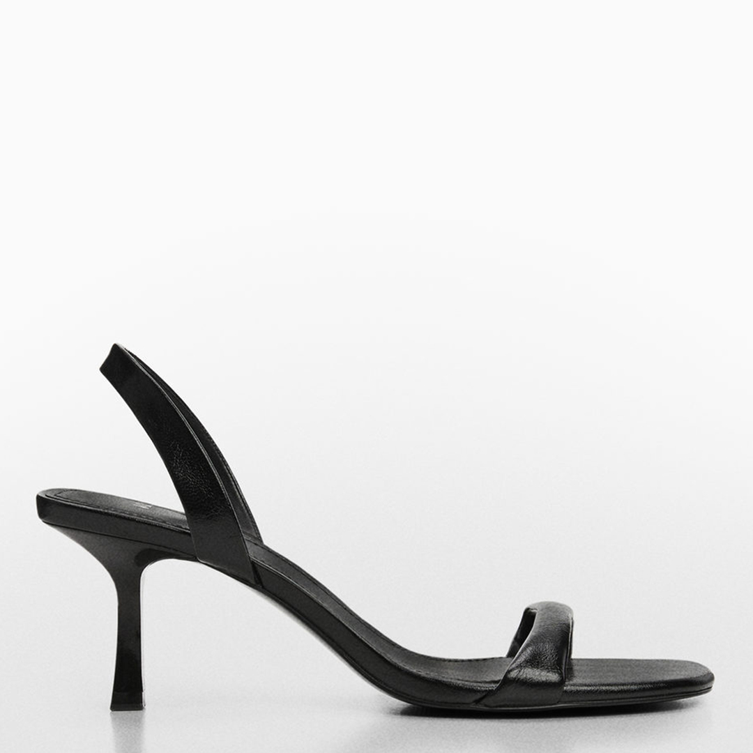 Black Gros Slingback Heeled Sandals